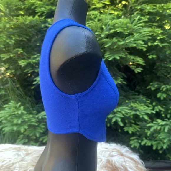 House Of Harlow 1960 NWOT “Corset” Stretchy Blue Knit Tank Crop Top summer sz XS - Picture 3 of 8